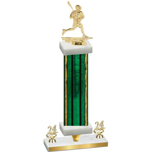Premium Single Green Glacier Year Lacrosse Trophy