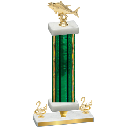 Premium Single Green Glacier Second Place Fishing Trophy