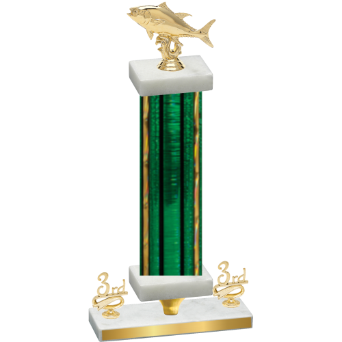 Premium Single Green Glacier Third Place Fishing Trophy