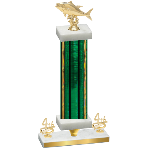 Premium Single Green Glacier Fourth Place Fishing Trophy