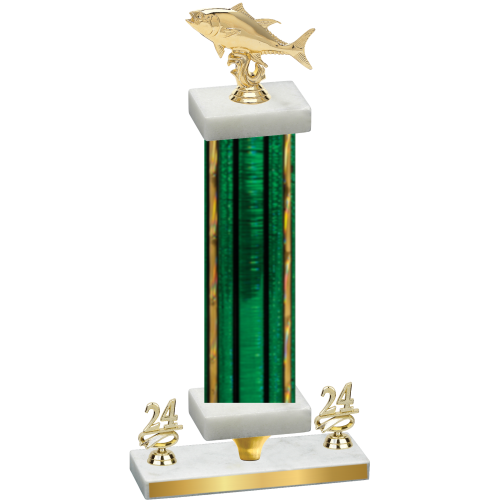 Premium Single Green Glacier Year Fishing Trophy