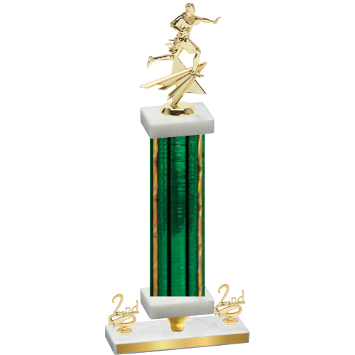 Premium Single Green Glacier Second Place Flag Football Trophy