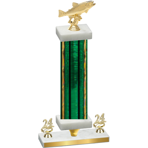 Premium Single Green Glacier Year Fishing Trophy