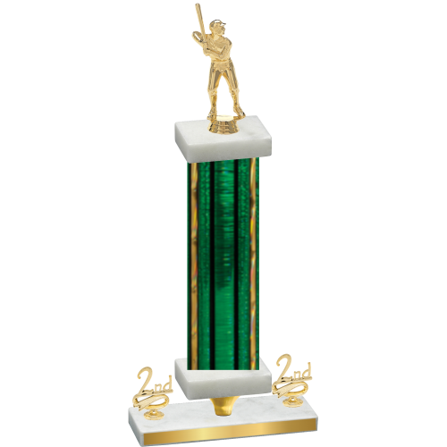 Premium Single Green Glacier Second Place Baseball Trophy