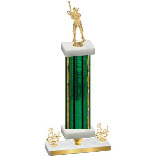 Premium Single Green Glacier Third Place Baseball Trophy