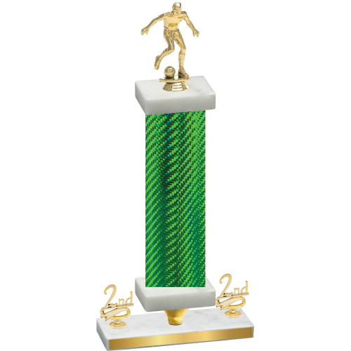 Premium Single Green Carbon Fiber Second Place Soccer Trophy