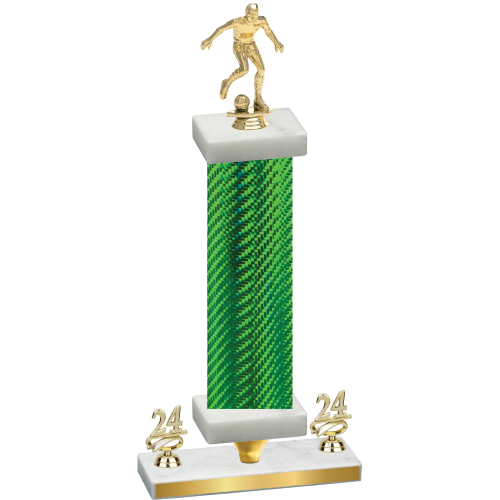 Premium Single Green Carbon Fiber Year Soccer Trophy