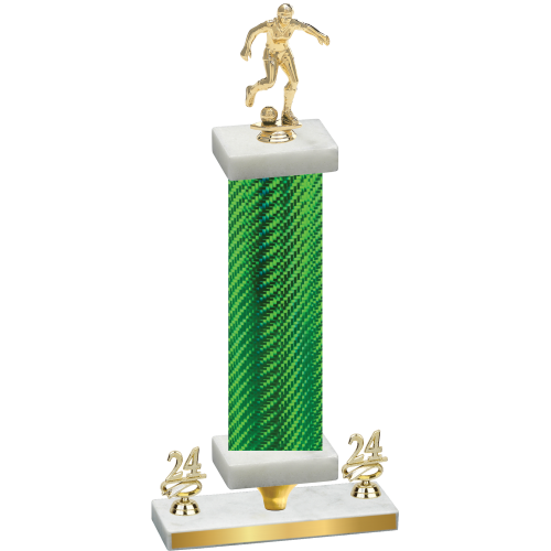 Premium Single Green Carbon Fiber Year Soccer Trophy
