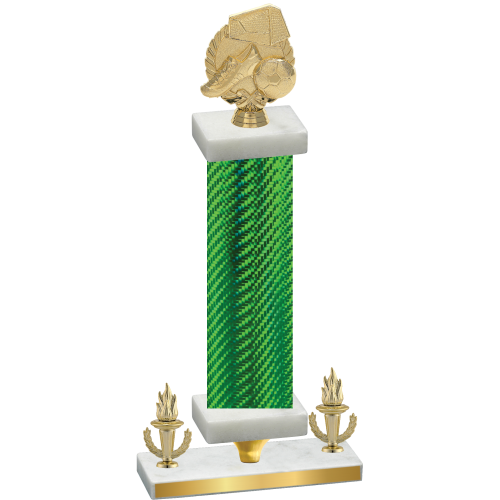 Premium Single Green Carbon Fiber Victory Soccer Trophy