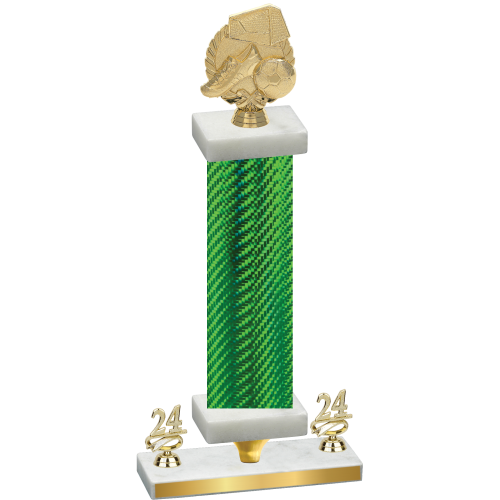 Premium Single Green Carbon Fiber Year Soccer Trophy