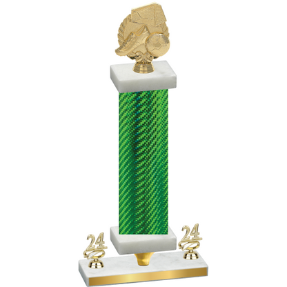 Premium Single Green Carbon Fiber Year Soccer Trophy