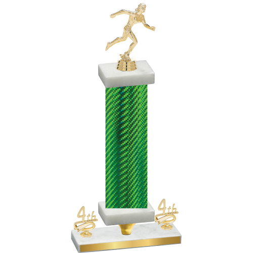 Premium Single Green Carbon Fiber Fourth Place Running Trophy