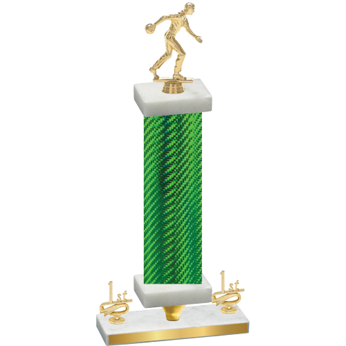 Premium Single Green Carbon Fiber First Place Bowling Trophy