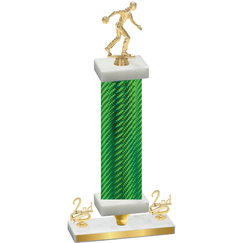 Premium Single Green Carbon Fiber Second Place Bowling Trophy