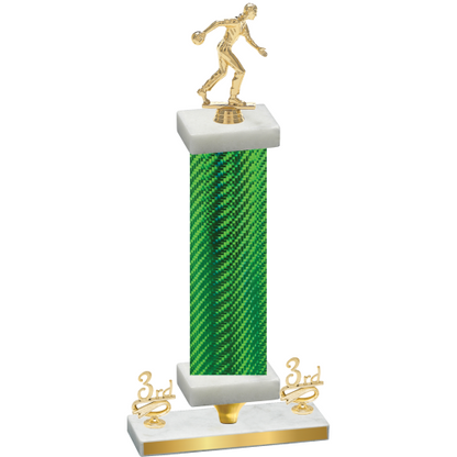 Premium Single Green Carbon Fiber Third Place Bowling Trophy