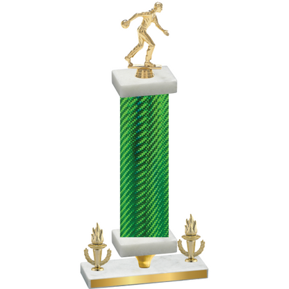 Premium Single Green Carbon Fiber Victory Bowling Trophy