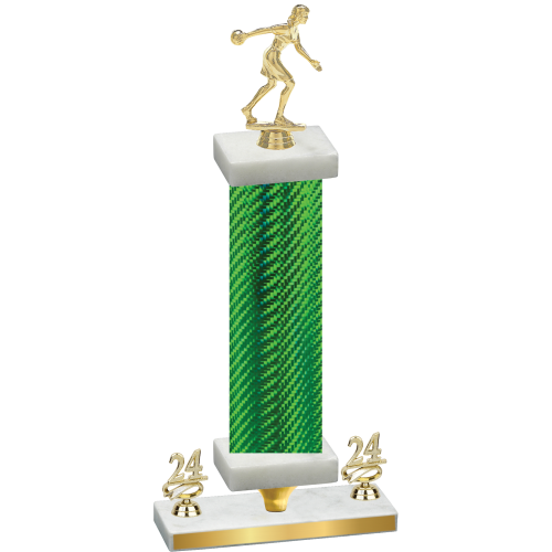 Premium Single Green Carbon Fiber Year Bowling Trophy