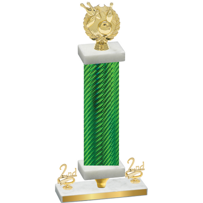 Premium Single Green Carbon Fiber Second Place Bowling Trophy
