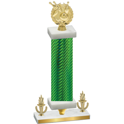Premium Single Green Carbon Fiber Victory Bowling Trophy