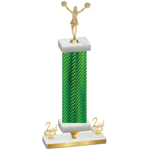 Premium Single Green Carbon Fiber Second Place Cheerleading Trophy