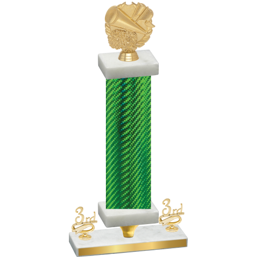 Premium Single Green Carbon Fiber Third Place Cheerleading Trophy