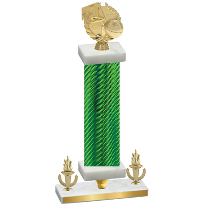 Premium Single Green Carbon Fiber Victory Basketball Trophy