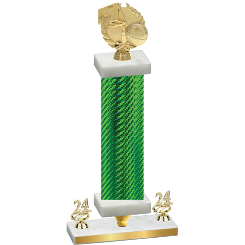 Premium Single Green Carbon Fiber Year Basketball Trophy