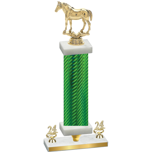 Premium Single Green Carbon Fiber Year Horses Trophy