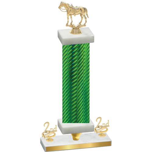 Premium Single Green Carbon Fiber Second Place Horses Trophy