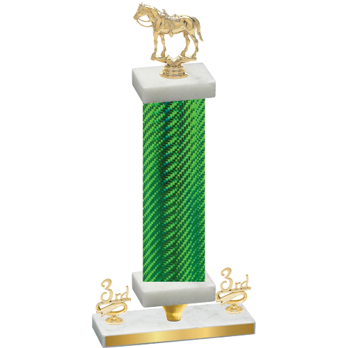 Premium Single Green Carbon Fiber Third Place Horses Trophy