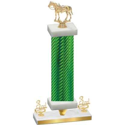 Premium Single Green Carbon Fiber Third Place Horses Trophy