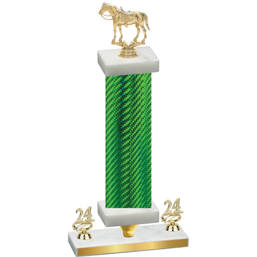 Premium Single Green Carbon Fiber Year Horses Trophy