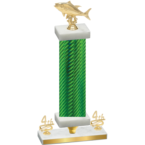 Premium Single Green Carbon Fiber Fourth Place Fishing Trophy