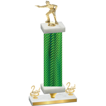 Premium Single Green Carbon Fiber Second Place Shooter Trophy