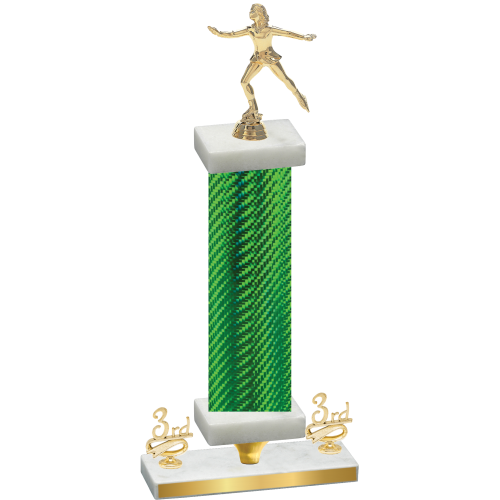 Premium Single Green Carbon Fiber Third Place Skater Trophy