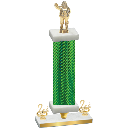 Premium Single Green Carbon Fiber Second Place Holiday Trophy