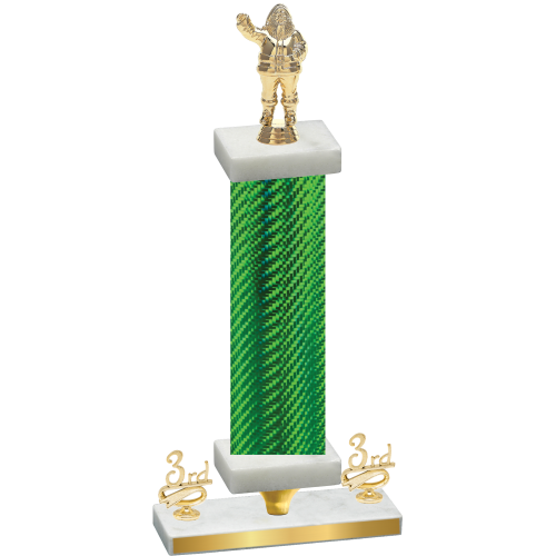 Premium Single Green Carbon Fiber Third Place Holiday Trophy