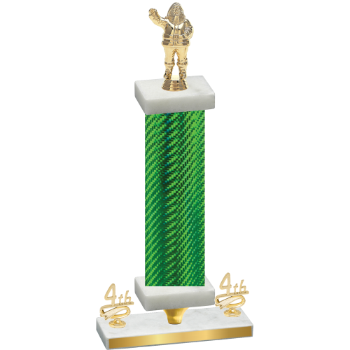 Premium Single Green Carbon Fiber Fourth Place Holiday Trophy