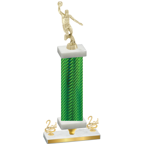 Premium Single Green Carbon Fiber Second Place Basketball Trophy
