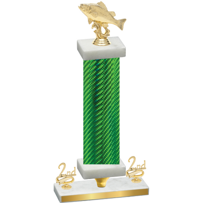 Premium Single Green Carbon Fiber Second Place Fishing Trophy