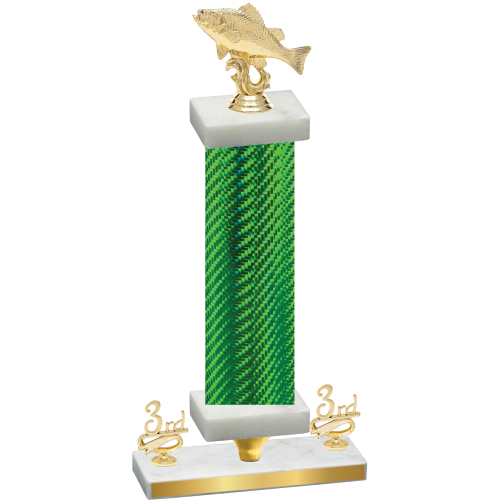 Premium Single Green Carbon Fiber Third Place Fishing Trophy