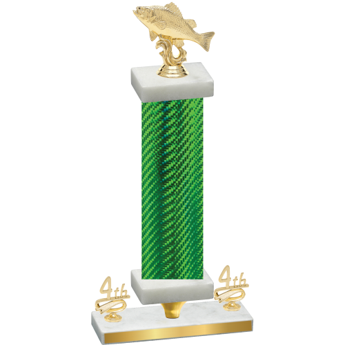 Premium Single Green Carbon Fiber Fourth Place Fishing Trophy