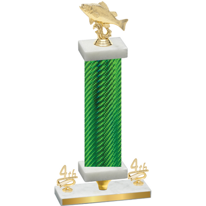 Premium Single Green Carbon Fiber Fourth Place Fishing Trophy