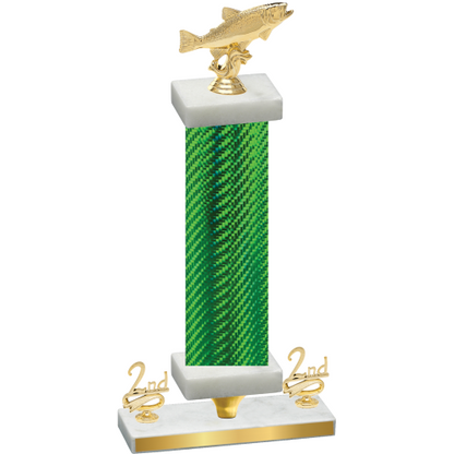 Premium Single Green Carbon Fiber Second Place Fishing Trophy