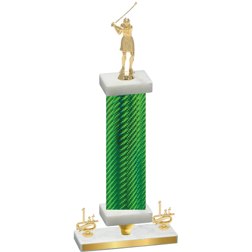 Premium Single Green Carbon Fiber First Place Golf Trophy