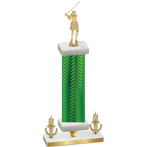 Premium Single Green Carbon Fiber Victory Golf Trophy