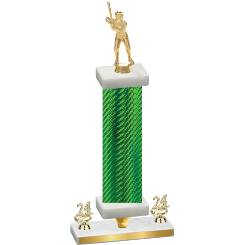 Premium Single Green Carbon Fiber Year Baseball Trophy