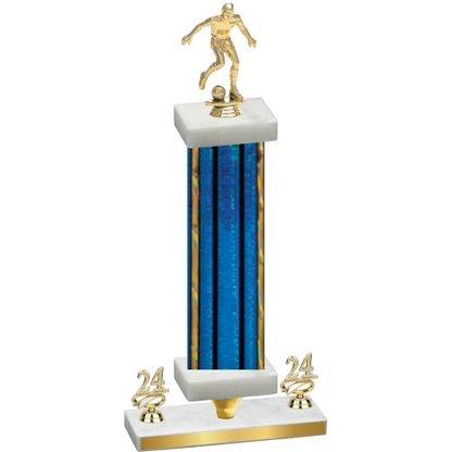 Premium Single Blue Glacier Year Soccer Trophy