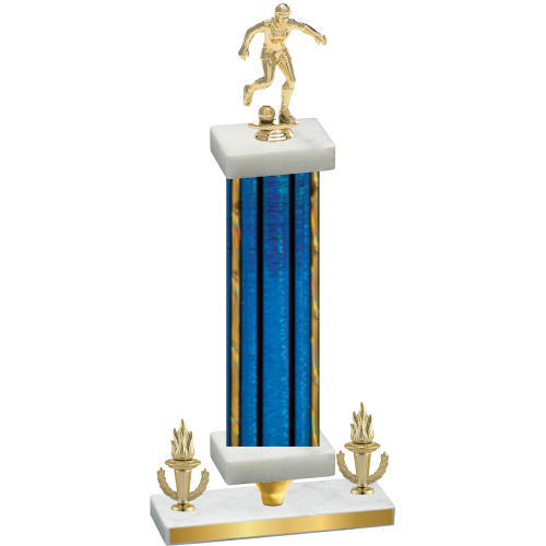 Premium Single Blue Glacier Victory Soccer Trophy