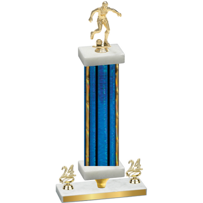 Premium Single Blue Glacier Year Soccer Trophy
